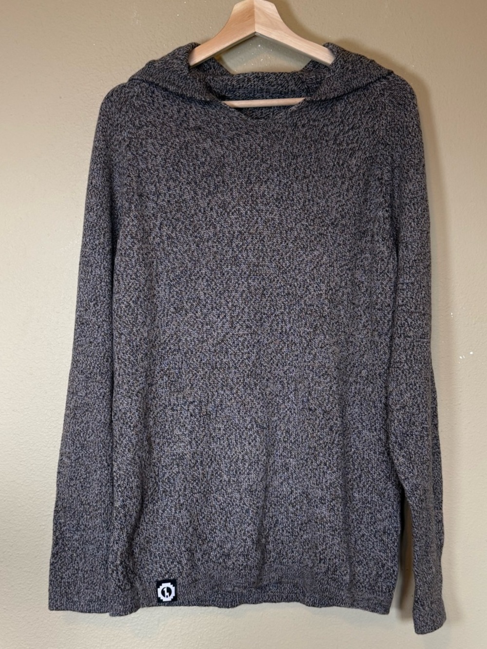 Paka Alpaca Handmade Hooded Hoodie Tunic Size Large Brown Tweed Granola Soft - Picture 2 of 7